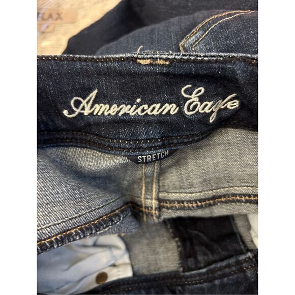 Y2K American Eagle Slim Boot Jeans size 4 Short Super Low-Rise Whiskering - Picture 4 of 10